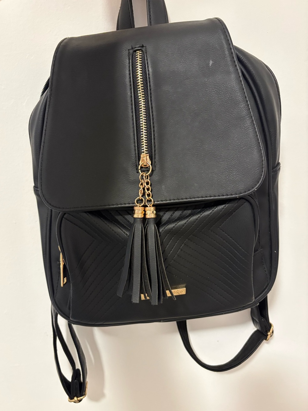 Black Ivy London Women's Backpack with Tassel Zip Accent